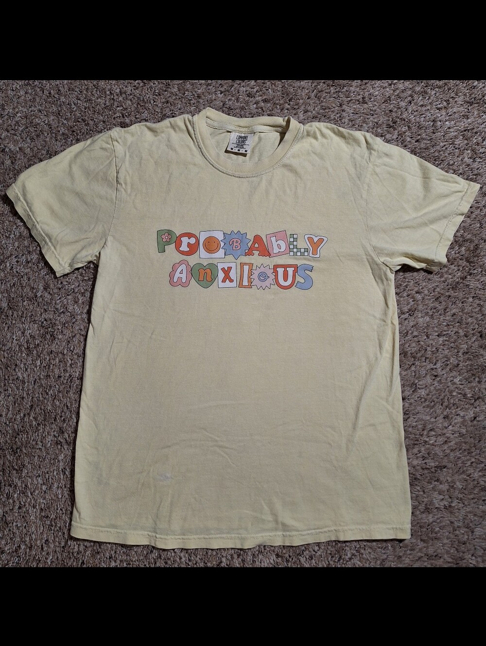 Comfort Colors "Probably Anxious" Pastel Graphic Tee - Size M